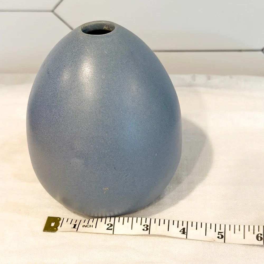 West Elm Slate Blue Ceramic Egg Vase
